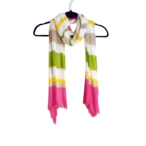 Lane Bryant White Pink Multi Colorful Bright Summer Resort Stripe Scarf Wrap